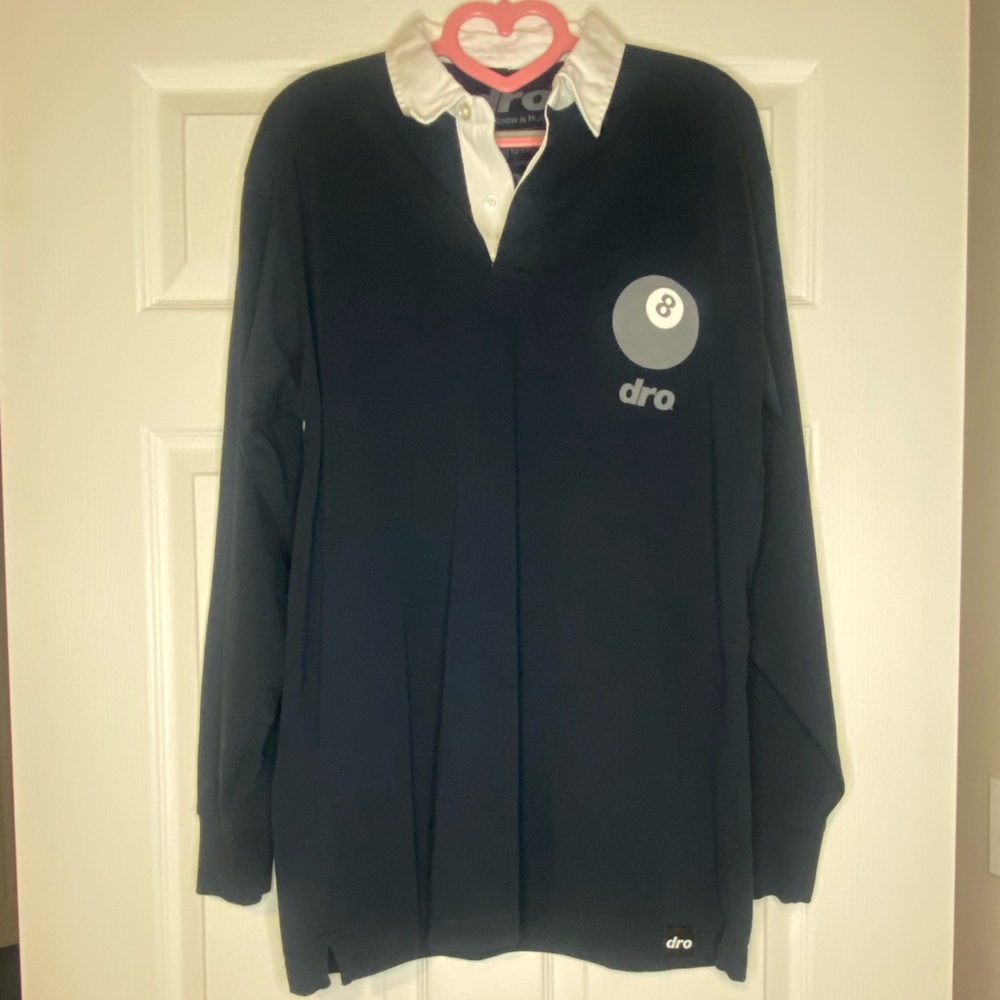 Young Dro "Bolo" Collection – Navy Blue with White Collar – 100% Cotton